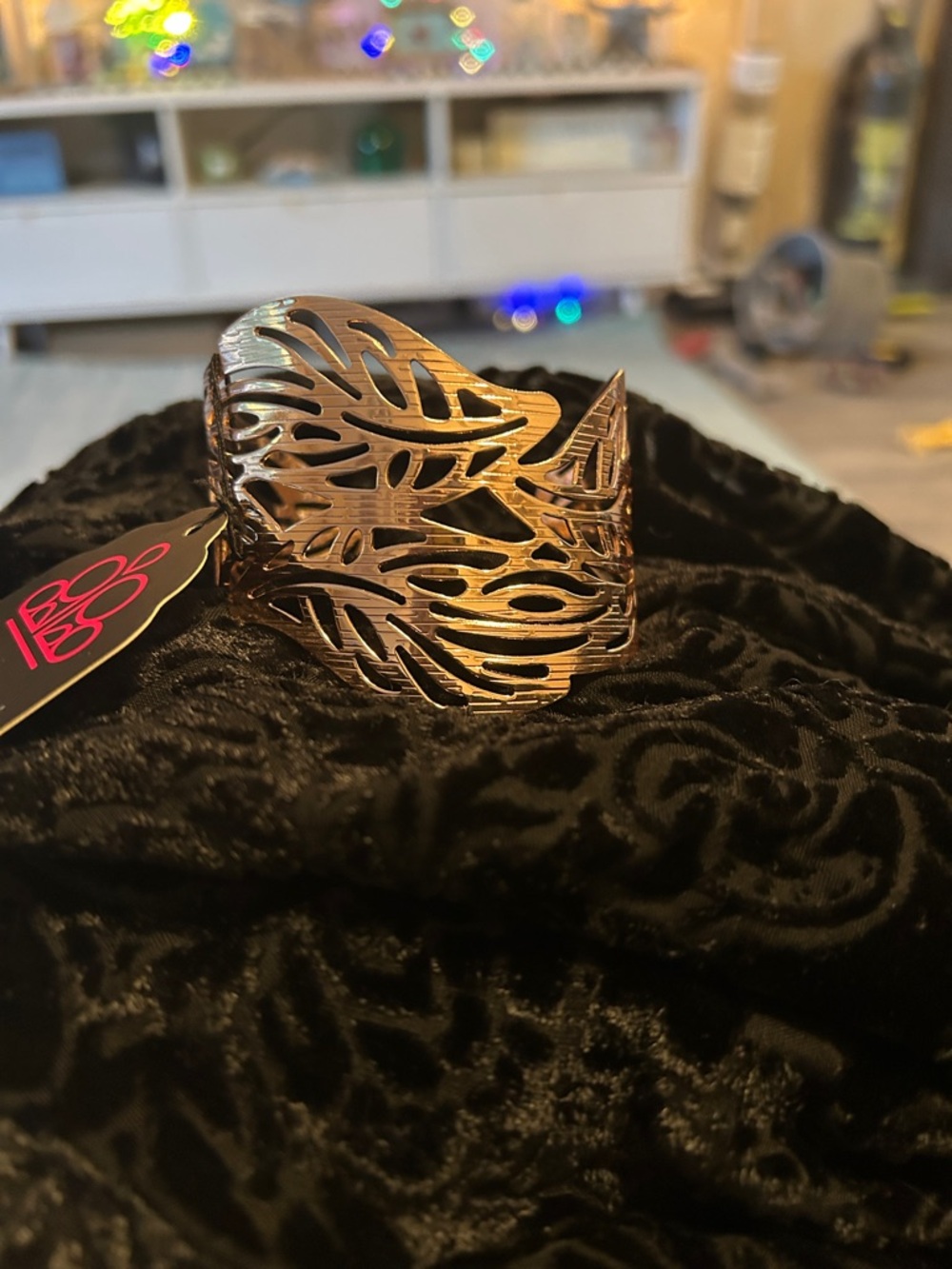 Rose Gold Leaf Cutout Cuff Bracelet - Women Accessories